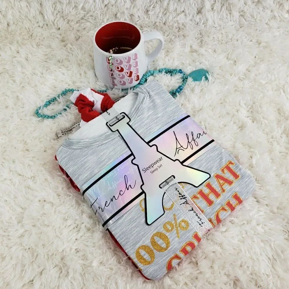 NWT French Affair Sleepwear Pajama Gift Set 100% THAT Large